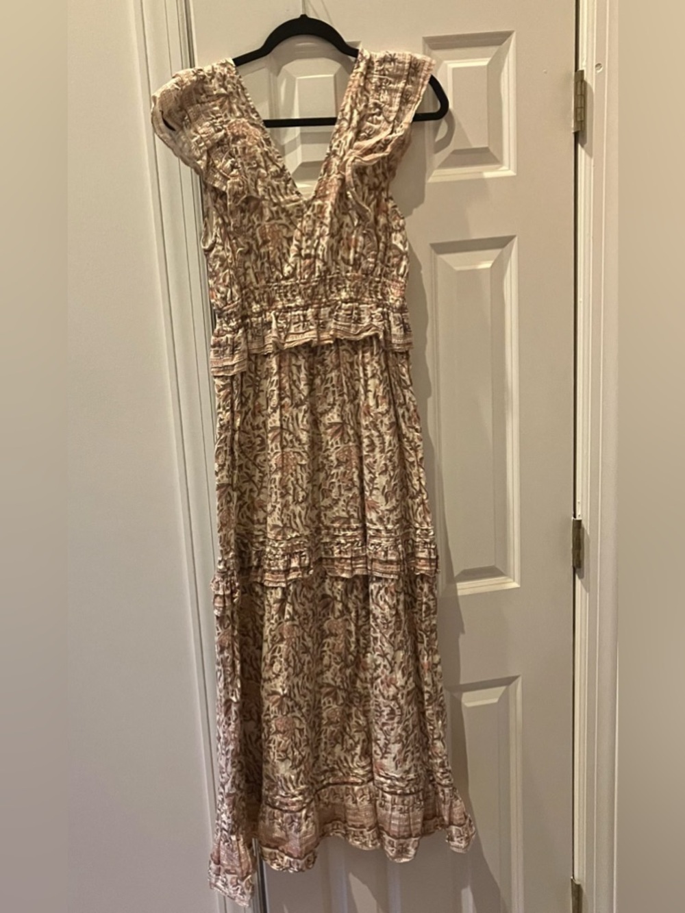 Cleobella Cherie Boho Maxi Floral Tiered Ruffle Strap Dress (Small) - Picture 5 of 16